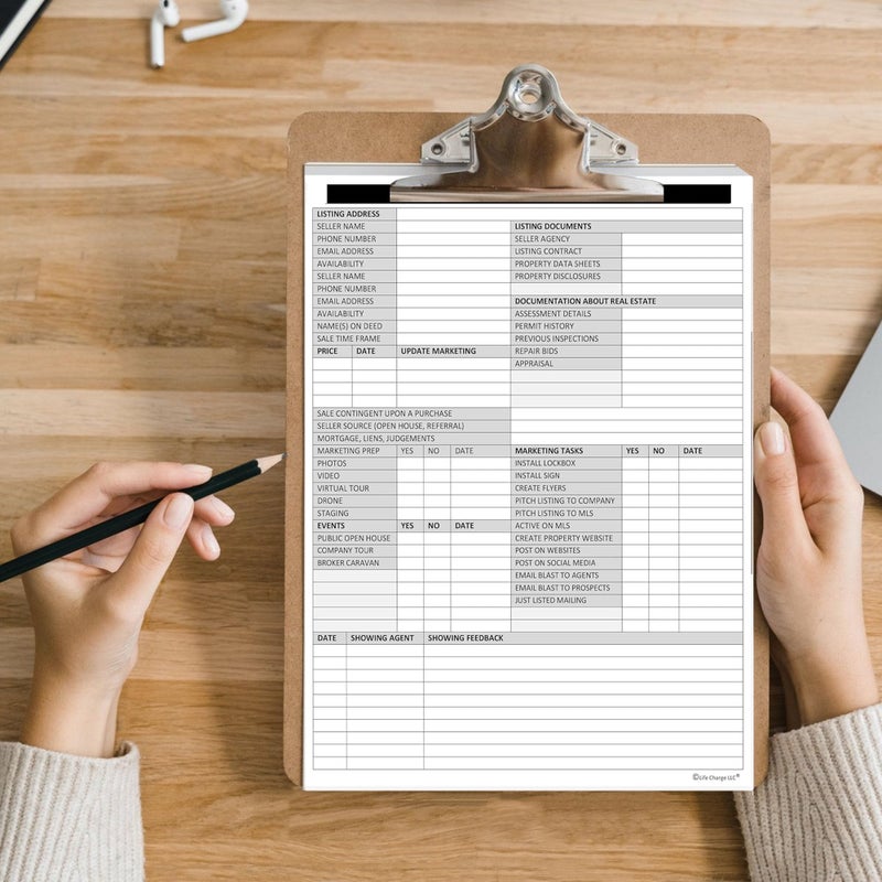 Life Charge Real Estate Agent Supplies - Home Seller Client Log to include in Listing File Folders. Realtor Log to Track Seller Needs, Home Showings & Agent Activity. 50 Page Notepad. 8.5 X 11. Made in the USA. - Image 5